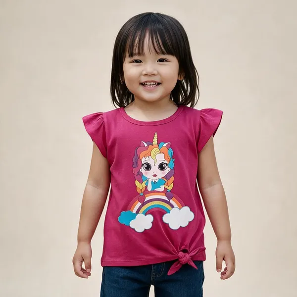 Pink_Cotton_Ruffle_Sleeve_T-Shirt_For_Girls