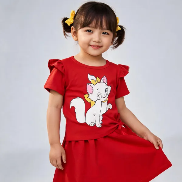 Red_Cotton_Ruffle_Sleeve_T-Shirt_For_Girls
