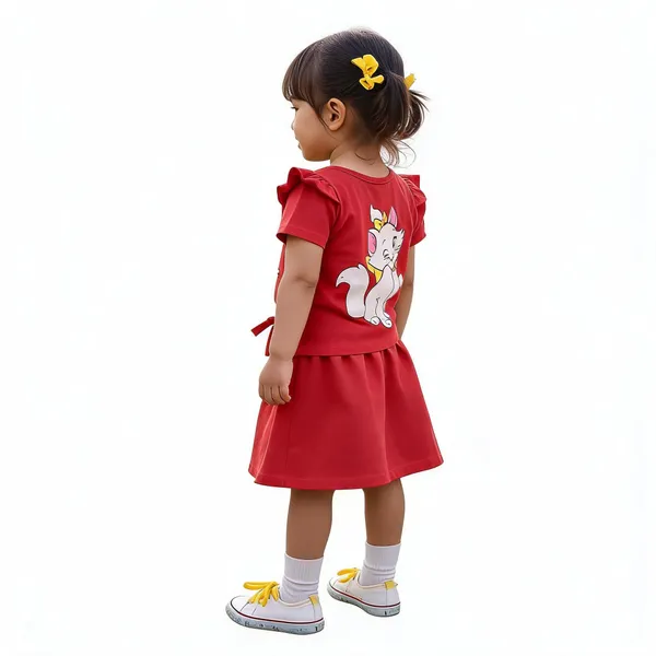 Red_Cotton_Ruffle_Sleeve_T-Shirt_For_Girls