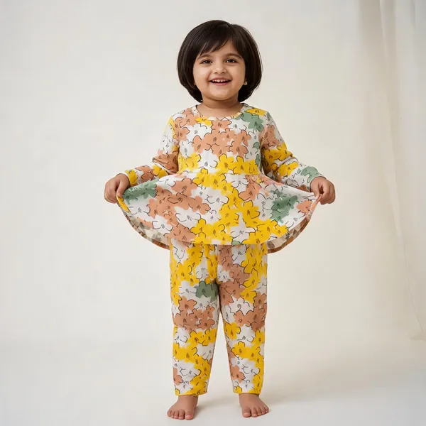 Yellow_And_Green_Cotton_Co-Ord_Night_Suit_Set_For_Girls_(Pack_Of_2)