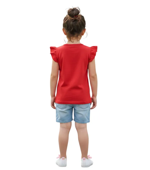 Red_Cotton_Ruffle_Sleeve_T-Shirt_For_Girls