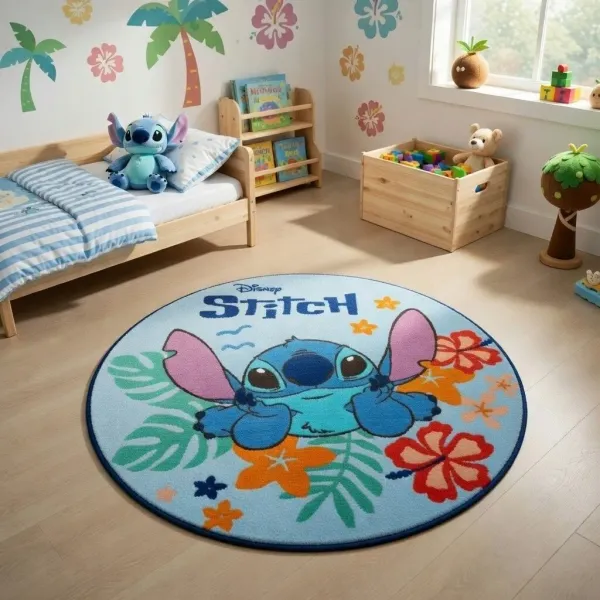 Cartoon_Floral_Print_Round_Floor_Mat