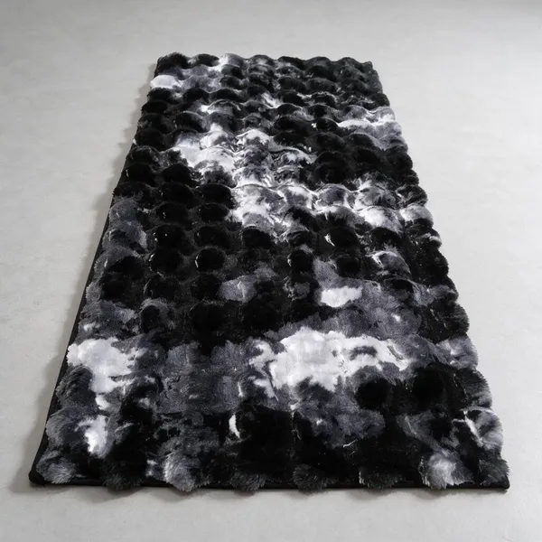 Ultra_Plush_Rabbit_Fur_Bubble_Mat,_Anti-Skid_Soft_Floor_Runner_for_Home,_Bedroom,_Livingroom_&_Entryway,_Dark_Grey_Tie_Die,_Runner_55x135_cm