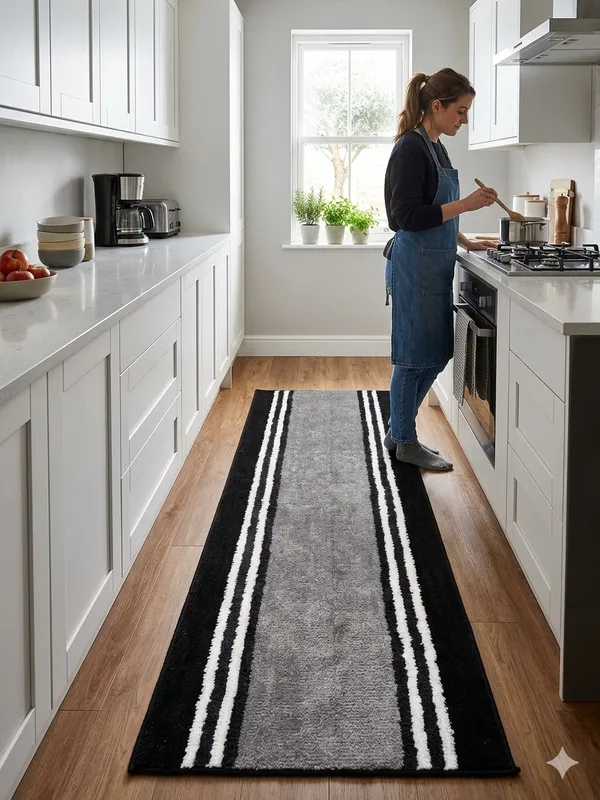 Microfiber_Floor_Runner_Mat_55_x_135_cm_|_Soft_Striped_Anti-Skid_Kitchen_Runner_|_Washable_Quick_Dry_Floor_Rug_for_Home,_Living_Room,_Bedroom,_Hallway_&_Entrance_|_Grey_with_Black
