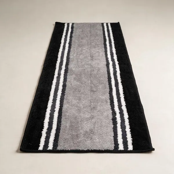 Microfiber_Floor_Runner_Mat_55_x_135_cm_|_Soft_Striped_Anti-Skid_Kitchen_Runner_|_Washable_Quick_Dry_Floor_Rug_for_Home,_Living_Room,_Bedroom,_Hallway_&_Entrance_|_Grey_with_Black