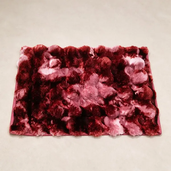 Ultra_Plush_Rabbit_Fur_Bubble_Mat,_Anti-Skid_Soft_Floor_Mat_for_Home,_Bedroom,_Bathroom_&_Entryway,_Pink_Tie_Die,_40_x_60_cm