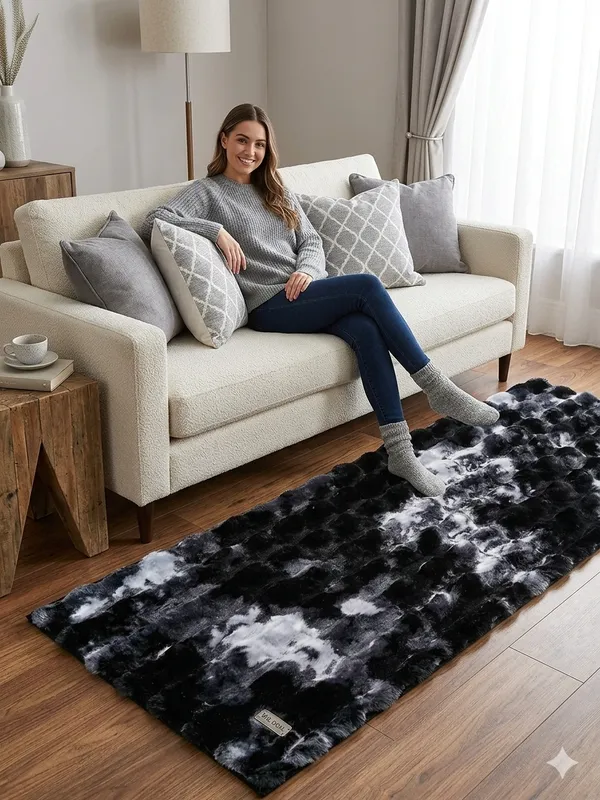 Ultra_Plush_Rabbit_Fur_Bubble_Mat,_Anti-Skid_Soft_Floor_Runner_for_Home,_Bedroom,_Livingroom_&_Entryway,_Dark_Grey_Tie_Die,_Runner_55x135_cm