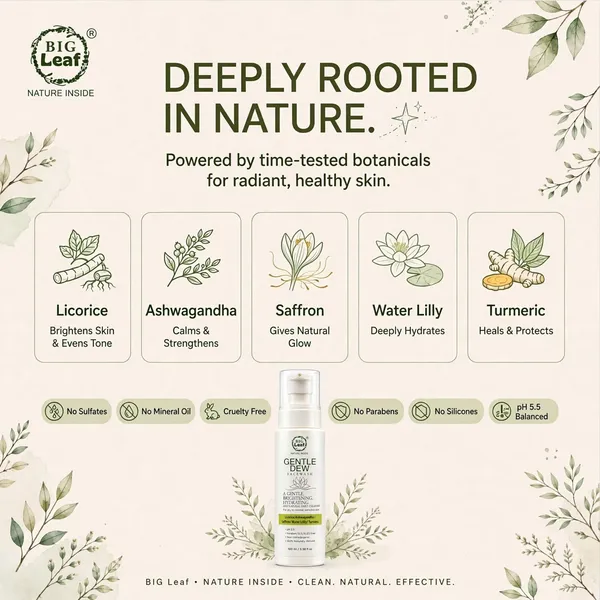 Big_Leaf_Gentle_Dew_De-Tan_Face_Wash_(100ml)_|_Brightening_&_Hydrating_Cleanser_with_Saffron,_Licorice_&_Turmeric_|_pH_5.5_Gentle_Formula_for_Dry_to_Normal_&_Sensitive_Skin_