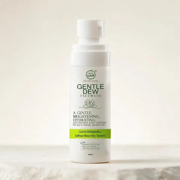 Big_Leaf_Gentle_Dew_De-Tan_Face_Wash_(100ml)_|_Brightening_&_Hydrating_Cleanser_with_Saffron,_Licorice_&_Turmeric_|_pH_5.5_Gentle_Formula_for_Dry_to_Normal_&_Sensitive_Skin_