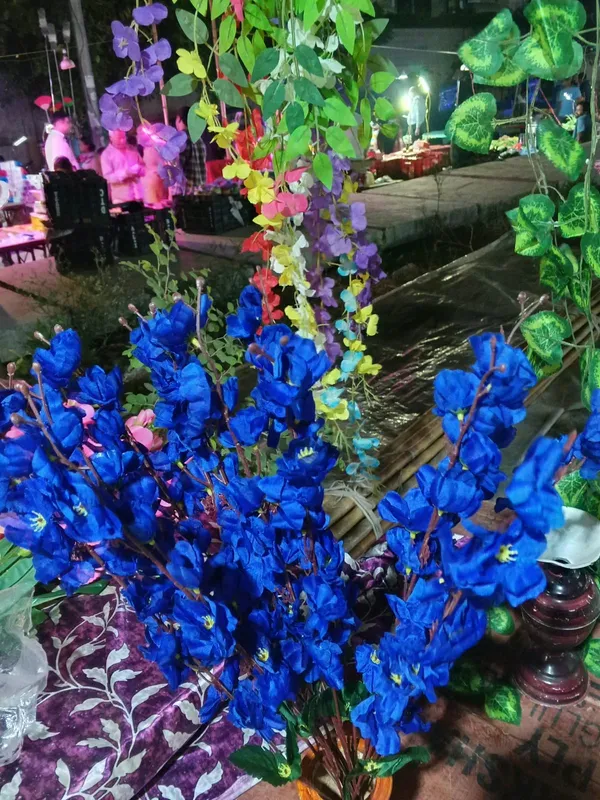 Blue_Plastic_Decorative_Cluster_Artificial_Flower_Bouquet_Pack_Of_2