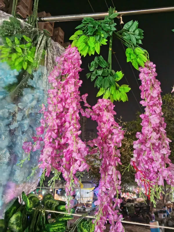 Pink_And_Green_Plastic_Decorative_Floral_Artificial_Hanging_Garland_Pack_Of_8