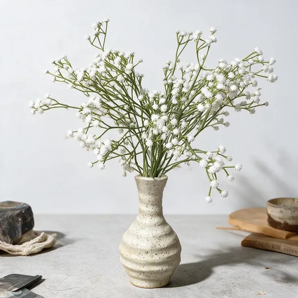 White_Plastic_Decorative_Chrysanthemum_Artificial_Flower_Vase_Pack_Of_4