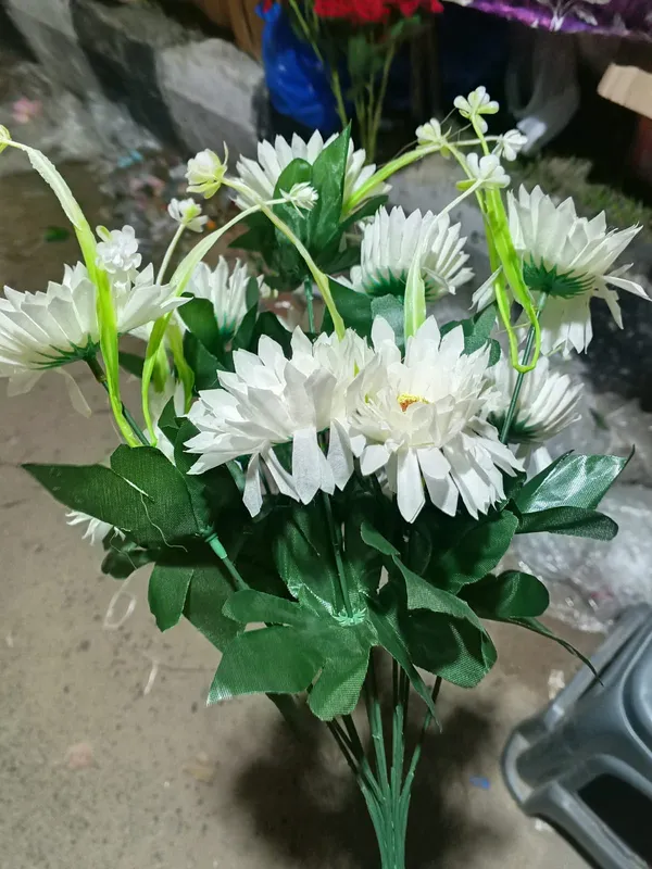 White_And_Green_Plastic_Decorative_Floral_Artificial_Arrangement_Pack_Of_2