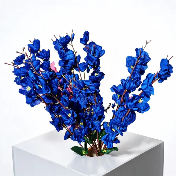 Blue_Plastic_Decorative_Cluster_Artificial_Flower_Bouquet_Pack_Of_2