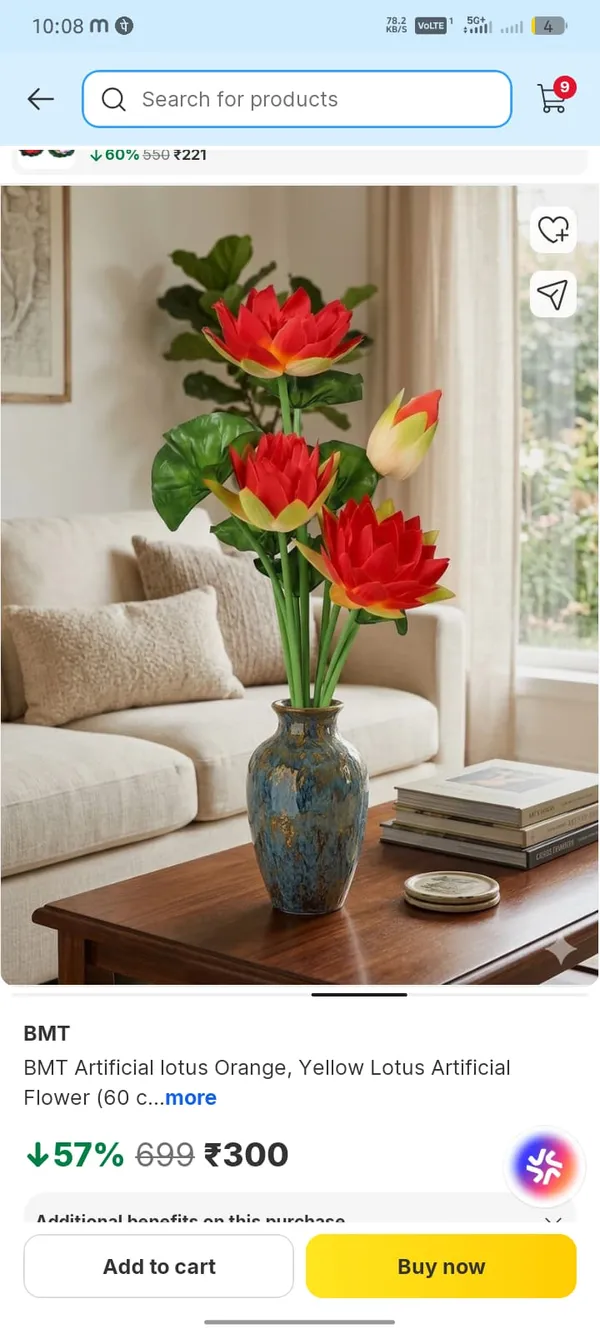 Yellow_And_Orange_Plastic_Decorative_Lotus_Artificial_Flower_Bouquet