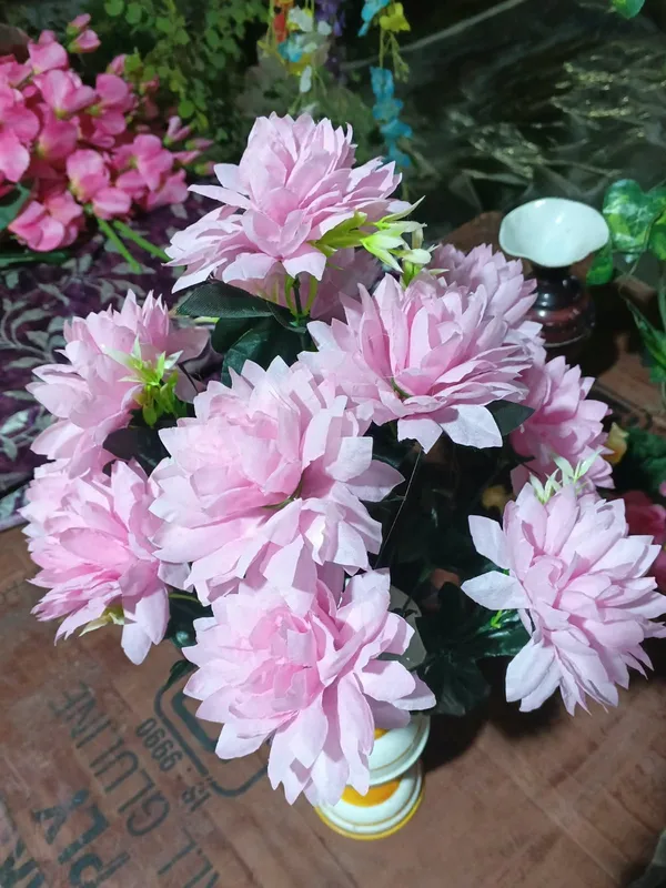 Pink_Plastic_Decorative_Lotus_Artificial_Floral_Arrangement_Pack_Of_2