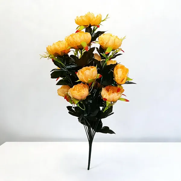 Yellow_Plastic_Decorative_Laye_Artificial_Flower_Bouquet