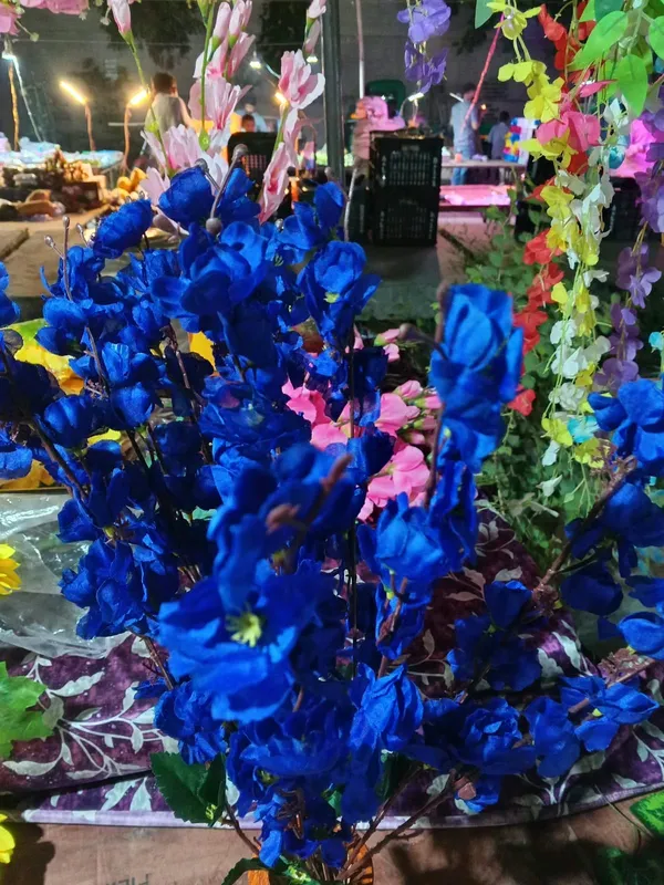 Blue_Plastic_Decorative_Cluster_Artificial_Flower_Bouquet_Pack_Of_2