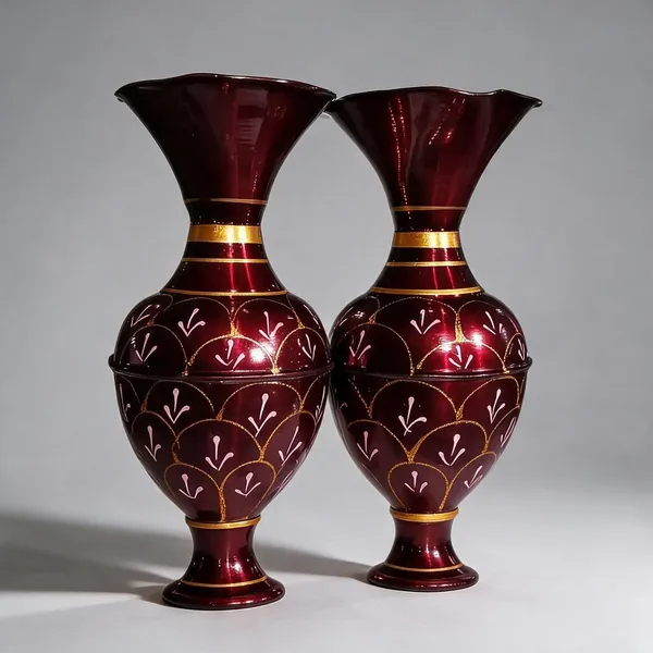 Maroon_And_Gold_Metal_Traditional_Floral_Pattern_Decorative_Vase_Set_Pack_Of_2