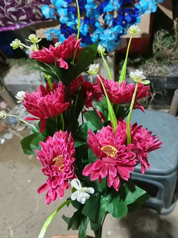 Pink_Plastic_Decorative_Chrysanthemum_Artificial_Flower_Bouquet_Pack_Of_2