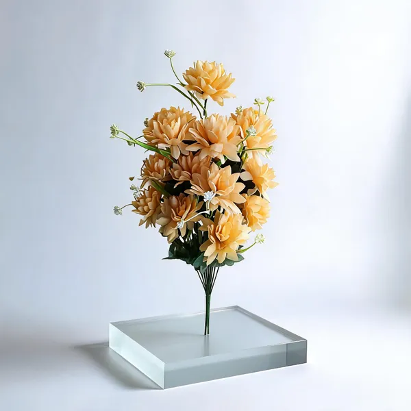 Yellow_Plastic_Decorative_Dahlia_Artificial_Flower_Bouquet
