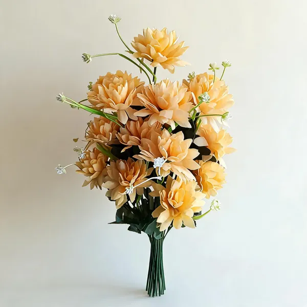 Yellow_Plastic_Decorative_Dahlia_Artificial_Flower_Bouquet