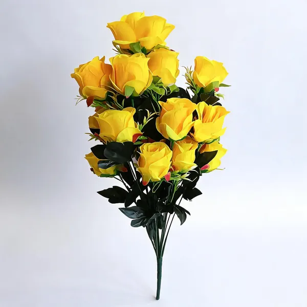 Yellow_Plastic_Decorative_Rose_Artificial_Bouquet