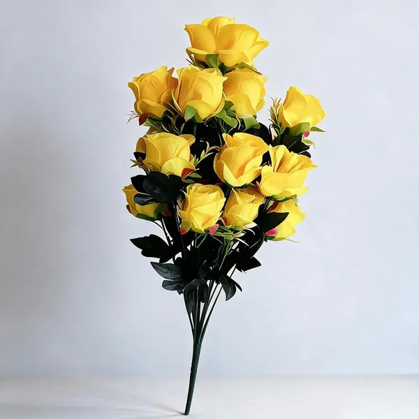Yellow_Plastic_Decorative_Rose_Artificial_Bouquet