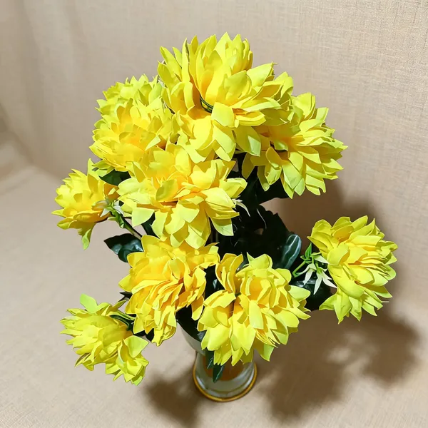 Yellow_Plastic_Decorative_Chrysanthemum_Artificial_Flower_Bouquet_Pack_Of_2