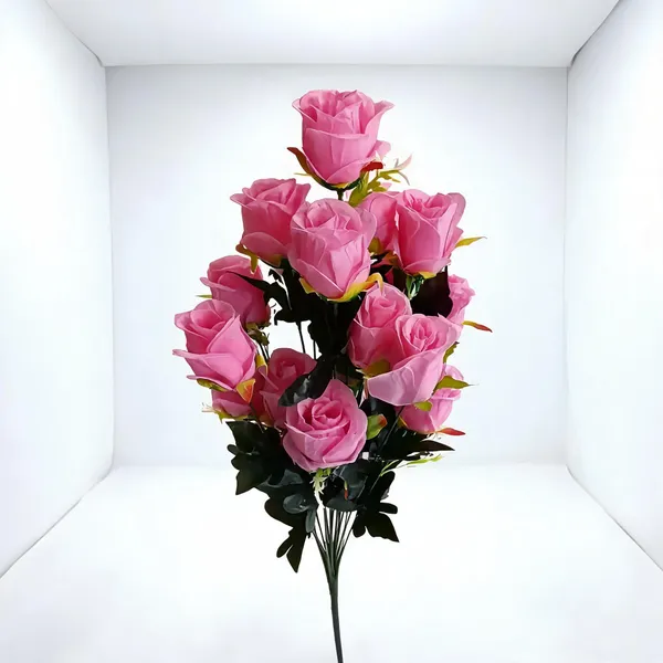Pink_Plastic_Decorative_Rose_Artificial_Floral_Bouquet
