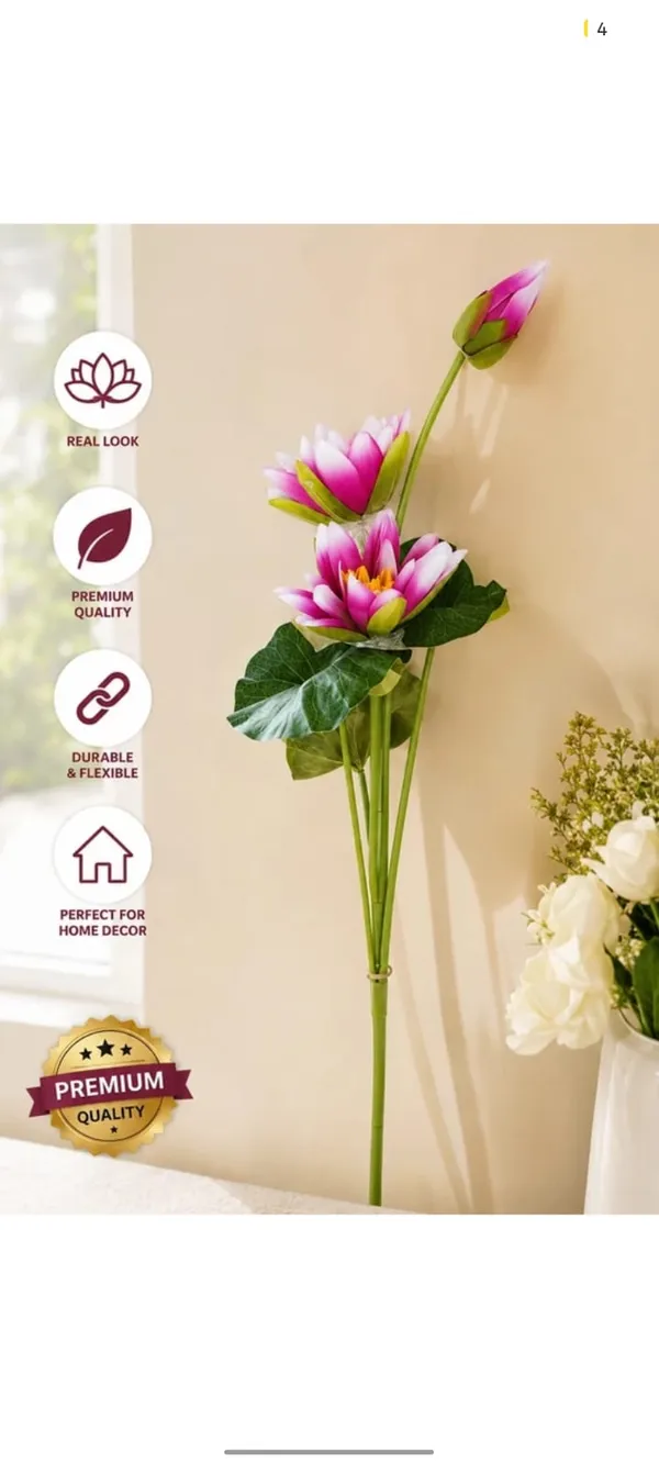 Pink_Plastic_Decorative_Lotus_Artificial_Flower_Stem