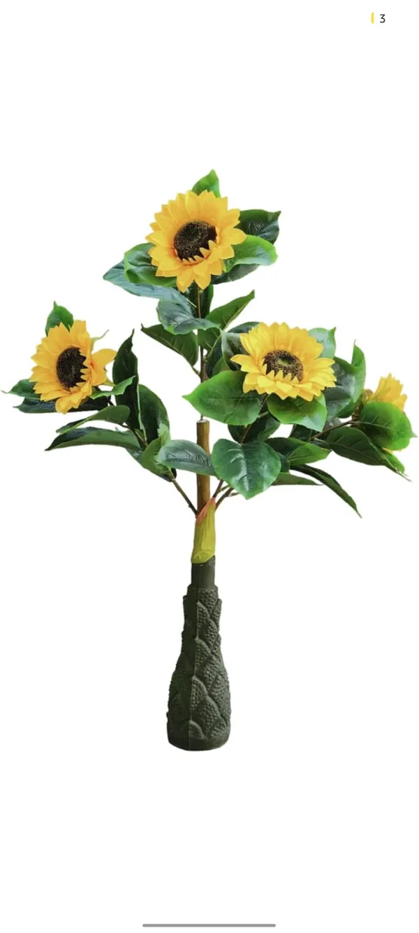 Yellow_Plastic_Decorative_Sunflower_Arrangement_With_Vase