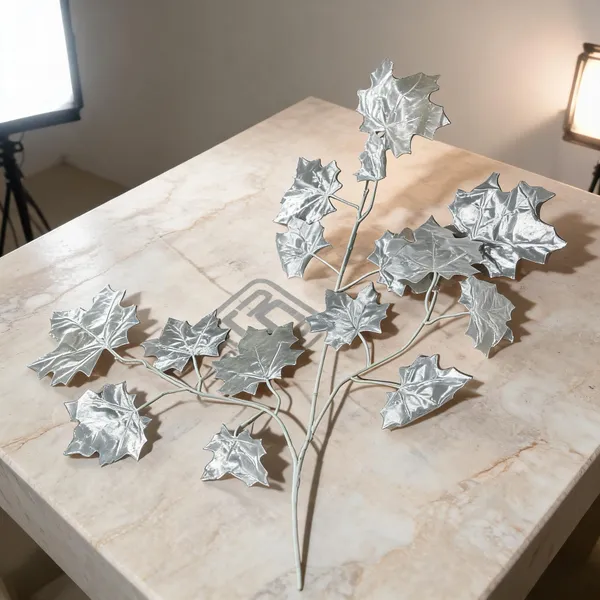 Silver_Plastic_Decorative_Artificial_Leaf_Foliage_Bunch_Pack_Of_8