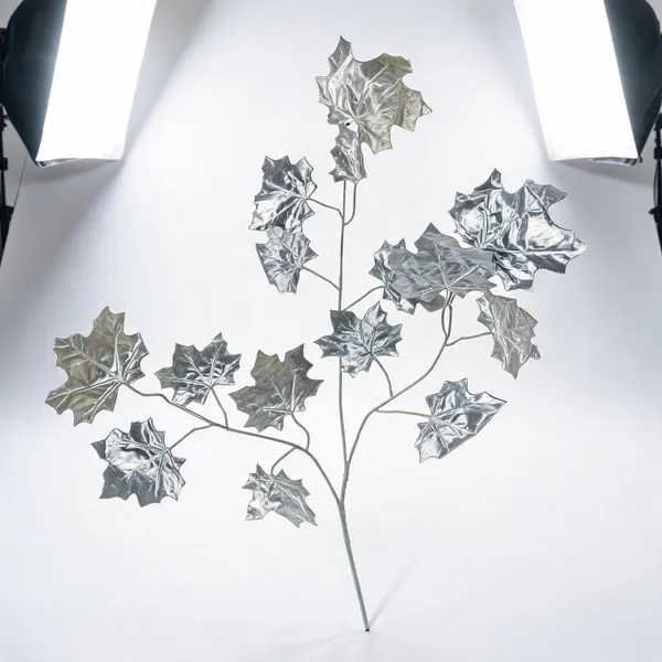 Silver_Plastic_Decorative_Artificial_Leaf_Foliage_Bunch_Pack_Of_8