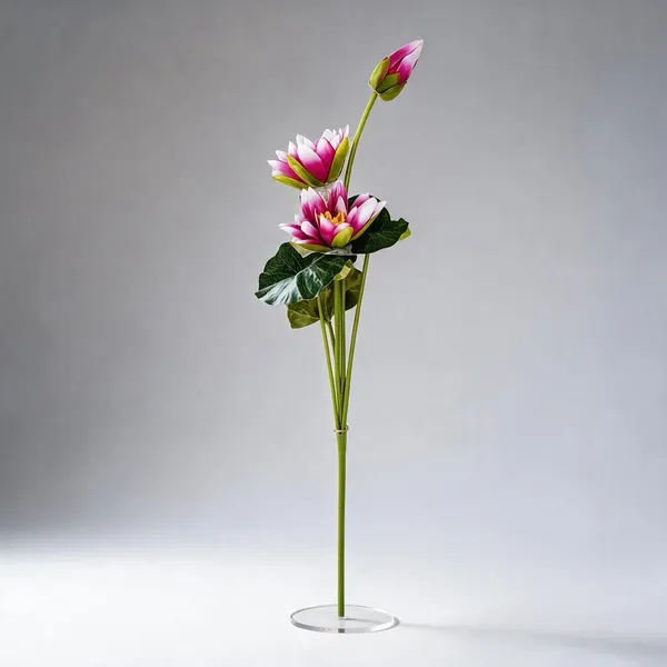 Pink_Plastic_Decorative_Lotus_Artificial_Flower_Stem