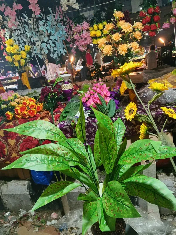Green_Plastic_Decorative_Speckled_Leaf_Potted_Artificial_Plant_Pack_Of_2