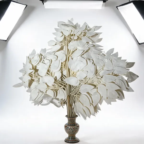 White_Plastic_Decorative_Artificial_Leaf_Foliage_Arrangement_Pack_Of_12