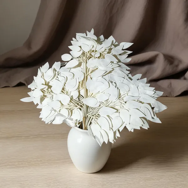 White_Plastic_Decorative_Artificial_Leaf_Foliage_Arrangement_Pack_Of_12