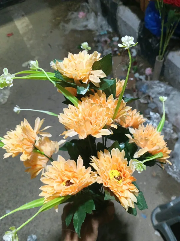 Peach_Plastic_Decorative_Chrysanthemum_Artificial_Floral_Hanging_Decoration_Pack_Of_2