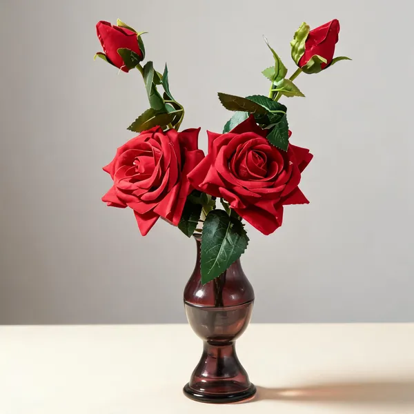 Red_Plastic_Decorative_Rose_Artificial_Flower_Bouquet_With_Vase