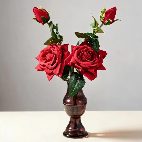 Red_Plastic_Decorative_Rose_Artificial_Flower_Bouquet_With_Vase