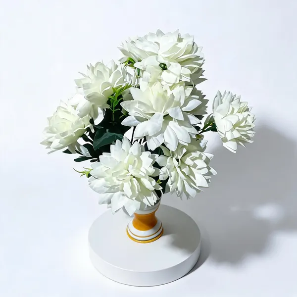 White_Plastic_Decorative_Cluster_Artificial_Flower_Arrangement_Pack_Of_2
