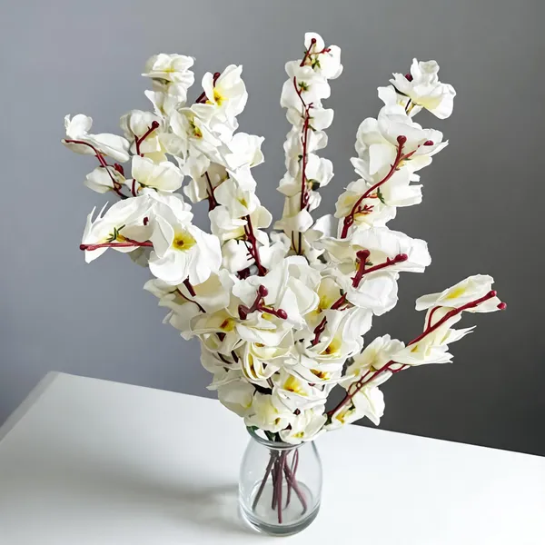 White_Plastic_Decorative_Floral_Artificial_Flower_Arrangement_Pack_Of_2