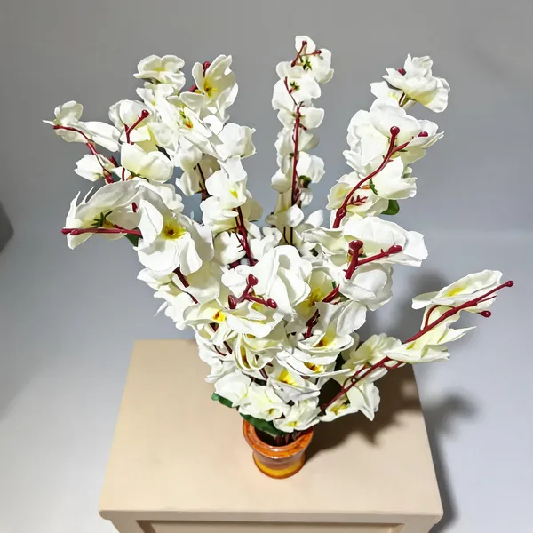 White_Plastic_Decorative_Floral_Artificial_Flower_Arrangement_Pack_Of_2