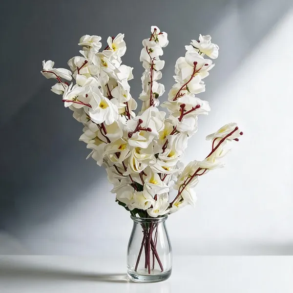 White_Plastic_Decorative_Floral_Artificial_Flower_Arrangement_Pack_Of_2
