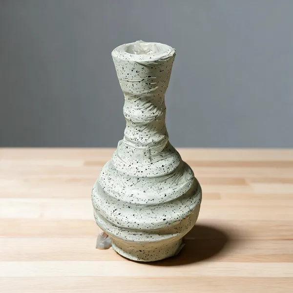 White_Wooden_Decorative_Speckled_Candle_Holder_Vase_Pack_Of_2