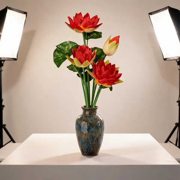 Yellow_And_Orange_Plastic_Decorative_Lotus_Artificial_Flower_Bouquet