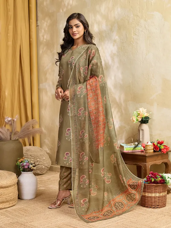 Olive_Green_Cotton_Blend_Paisley_Print_Straight_Kurta_Pant_Dupatta_Set_For_Women