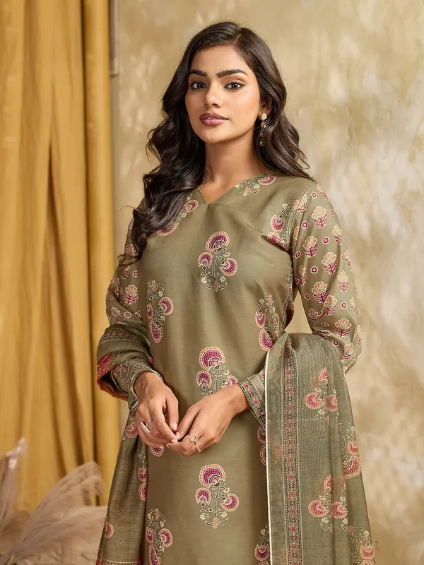 Olive_Green_Cotton_Blend_Paisley_Print_Straight_Kurta_Pant_Dupatta_Set_For_Women
