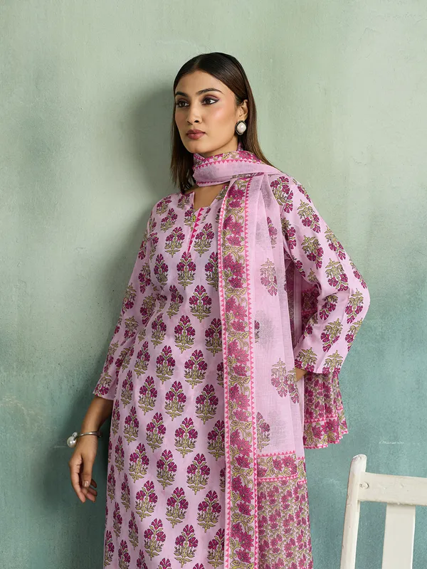Pink_Cotton_Blend_Straight_Kurta_Pant_Dupatta_Set_For_Women